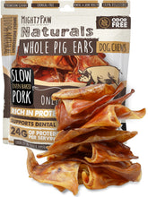 Mighty Paw Full Pig Ears Pack Hero — natural protein snack for dogs.