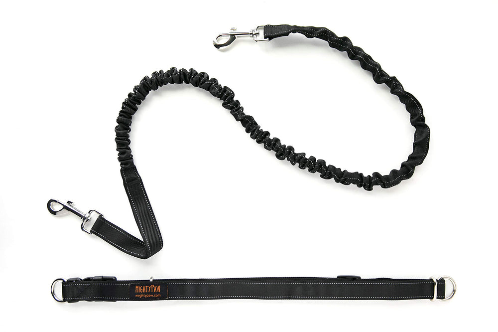 Mighty Paw Hands Free Dog Leash main image shows hands-free walking with a secure waist belt.