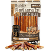 Mighty Paw Naturals bully sticks packaging 6-inch pack for long-lasting chew sessions