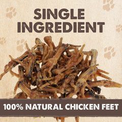 Mighty Paw Naturals chicken feet close-up reveals crunchy texture dogs love during chews.