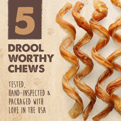 Dog happily chews 12 inch bully stick during playtime - natural beef flavor