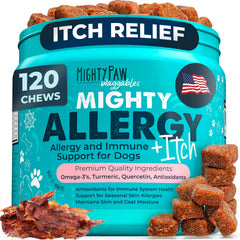 Mighty Paw Waggables allergy-immune-itch bacon-chews make routine giving easy and tasty support