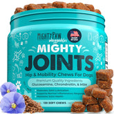 Mighty Paw Waggables bacon flavored joint supplement bottle promoting daily mobility for dogs