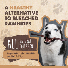 Mighty Paw collagen sticks 6-inch view highlights durable chew for power chewers.