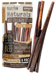 Mighty Paw collagen sticks 8-pack front shows long-lasting dog chew for hours.