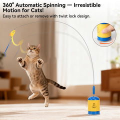 Migipaws teaser wand blue in use demonstrates auto movement for cats