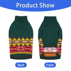 MIGOHI Cozy Dog Sweater green XS leash hole detail showing convenient outdoor walks.