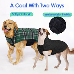 MIGOHI reversible dog coat closeup highlighting warm lining and water resistance