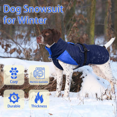MIGOHI waterproof dog winter coat side view highlights secure, adjustable fit for walks