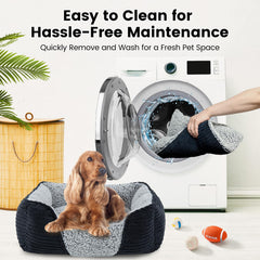 Miguel washable dog bed removable cushion for easy cleaning.
