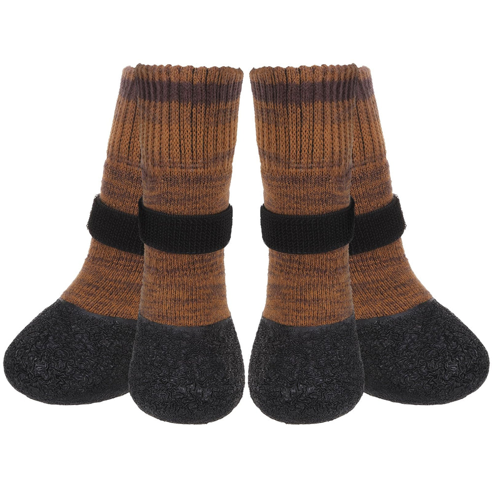 Mihachi anti-slip dog socks flat lay shows four-pack for improved floor grip.