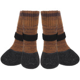 Mihachi anti-slip dog socks pack closeup showing four socks for traction