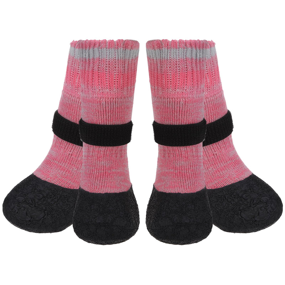 Mihachi anti-slip dog socks pink main view for traction on hardwood floors