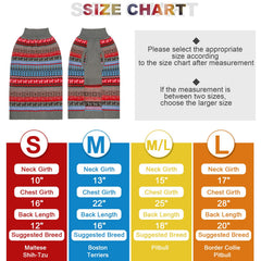 Mihachi dog sweater back striped view highlights durable cozy knit for winter hikes.