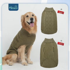 Mihachi turtleneck dog sweater back length view for sizing fit.