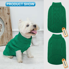Mihachi Turtleneck Dog Sweater cable-knit close-up highlights durable warmth.