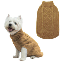 Mihachi Turtleneck Dog Sweater front view shows cozy warmth for cold walks.