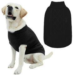 Mihachi Turtleneck Dog Sweater front view with warm cable knit for cozy days