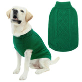 Mihachi turtleneck dog sweater front view in green, cozy warmth for walks.