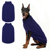 Mihachi turtleneck dog sweater navy 3xl on model dog for cozy outdoor walks.