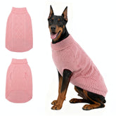 Mihachi Turtleneck Dog Sweater pink front view for warm winter styling