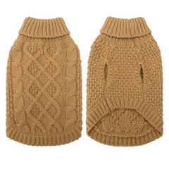 Mihachi Turtleneck Dog Sweater side view with leash hole for easy attachment.