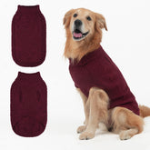 Mihachi turtleneck dog sweater wine red closeup knit for warm winter walks.