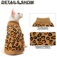 Mihachi winter cat sweater chest pattern detail emphasizes chic leopard knit
