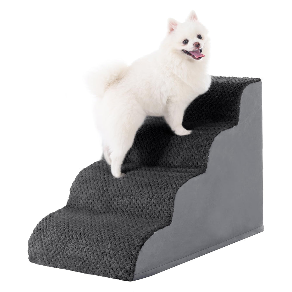 MIHIKK curved 4-step dog stairs for safe bed access and gentle elevation.