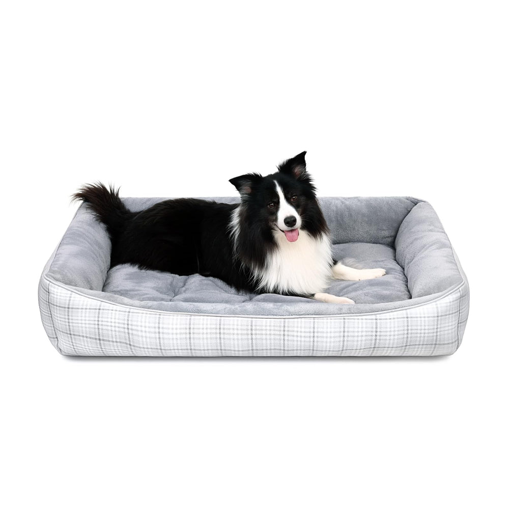MIHIKK rectangle dog bed front view shows plush support for large dogs