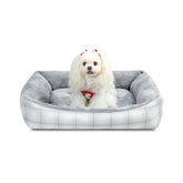 MIHIKK rectangle dog bed front view shows plush sides for comfort.