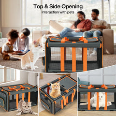 MILADA cat carrier back-pocket stores wheels, bowls, and bottles for organized trips.