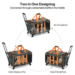 MILADA cat carrier top-side ventilation ensures breathable comfort during travel.