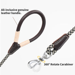 Mile High Life 1/2 inch rope leash emphasizes durability in rain and rugged terrain