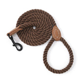 Mile High Life dog leash braided cotton close-up in dark brown for comfortable daily walks.
