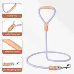 Mile High Life leash in use during a sunny walk with a purple accessory.
