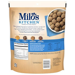 Milo's Kitchen chicken meatballs ingredients view emphasizes no fillers or by-products