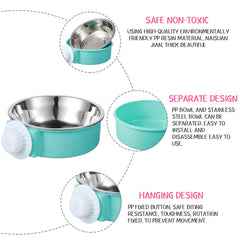 Mimorou crate bowls green set on cage offer sturdy construction and spill prevention.