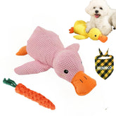 Minnko mellow dog calming duck toy yellow duck with realistic quack for focus