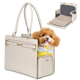 Minsong 2-in-1 pet carrier purse in vegan leather for stylish travel with small dogs