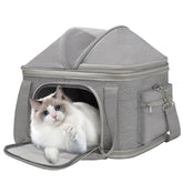 Minsong airline-approved pet carrier gray front view for easy travel and stylish transport.