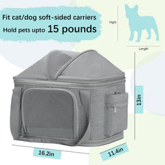 Minsong airline-approved pet carrier gray side view shows compact travel silhouette.