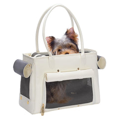 Minsong fashion pet carrier front view with chic tote design and easy-entry openings
