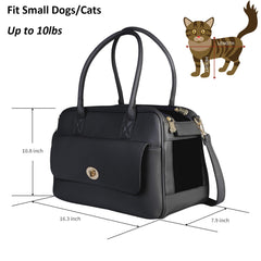 Minsong soft-sided carrier front pocket stores treats and toys.