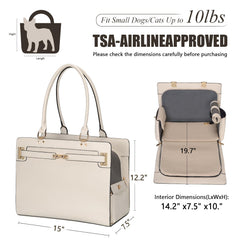 Minsong stylish pet purse outer view showing water resistant vegan leather and chic hardware
