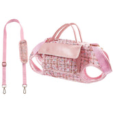 Mioboot dog lift harness pink front view demonstrates a secure, comfortable hiking-ready carrier.