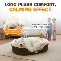 Miorun fluffy-orthopedic-dog-bed curved bolster provides secure curling support.