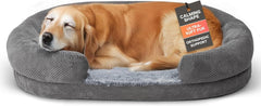 Miorun orthopedic dog bed 35-inch oval front view with cozy bolster