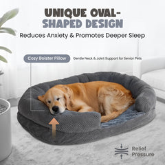 Miorun orthopedic dog bed curved-sofa-design hugs your dog for calm rest