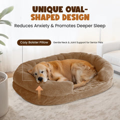 Miorun bed camel low-cut entrance enables easy in-and-out for aging or shy dogs.